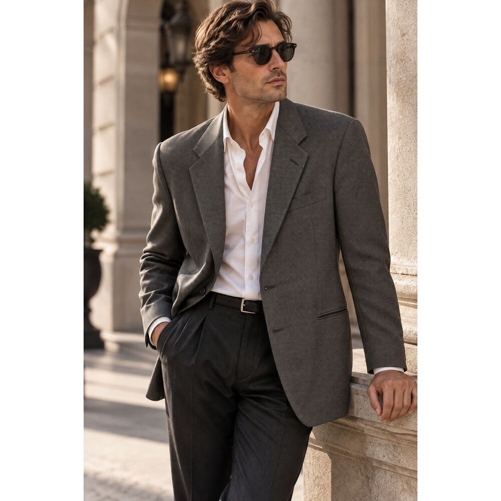 Vintage Giorgio Armani Gray Sports Coat Suit Blazer Jacket Mens Size 46L